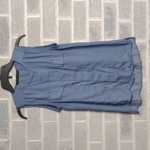 Zara Basic Women's Ocean Blue Silk Like Button Down Tank Top Muscle Tee Size XS